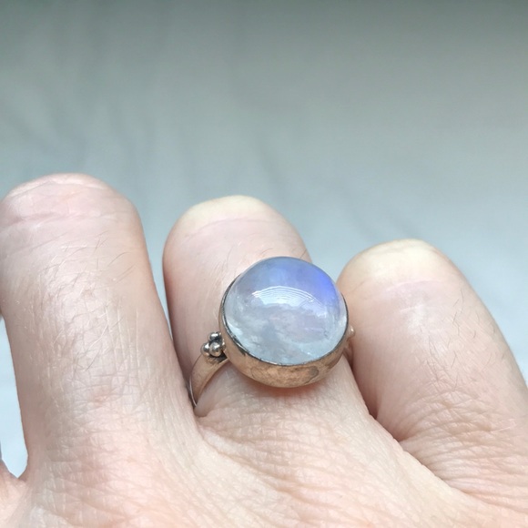 Vintage rainbow moonstone 925 sterling silver ring - Picture 1 of 8